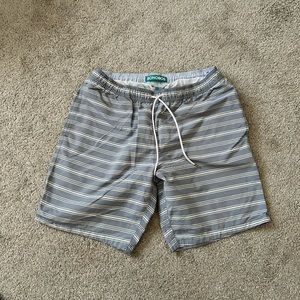 BONOBOS Swim Trunks Shorts Gray White Stripe 9‎ Inch Inseam Size L